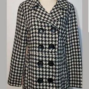 Rue 21 Womens SZ M Wool Coat Black Ivory Big Butto
